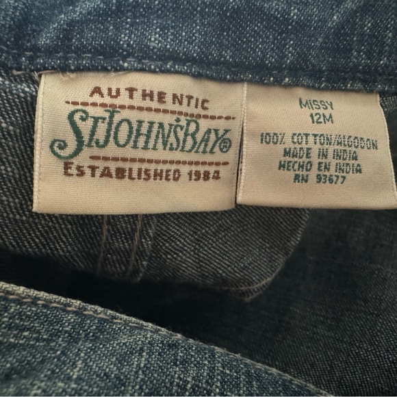 Vintage 100% Cotton St Johns Bay Medium Wash Denim Pencil Skirt Front Slit Sz 12 - Picture 6 of 6